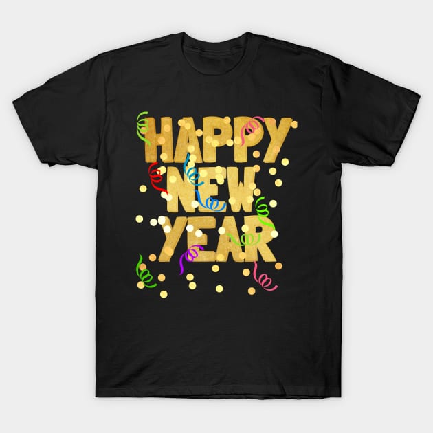 Happy New Year with Colorful Confetti T-Shirt by Scarebaby